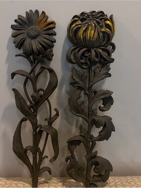 Vintage  MCM 1960s Dart Ind Wall Flowers Set of 2 Wall Art Floral